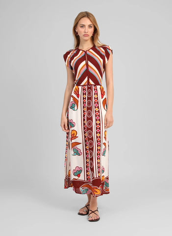 An'ge Paris Olibia Sleeveless Printed Dress - Multi
