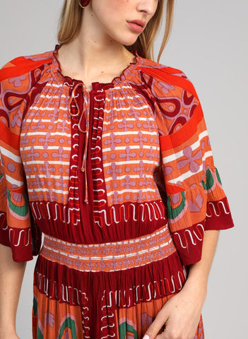 An'ge Paris Olympy Printed Dress - Carkova Caramel