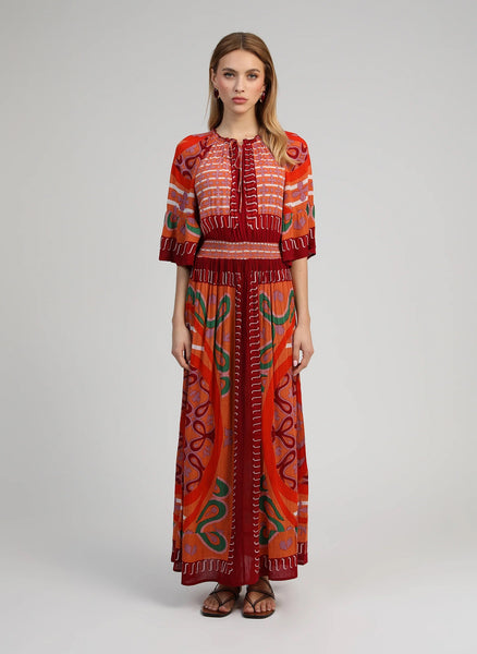 An'ge Paris Olympy Printed Dress - Carkova Caramel