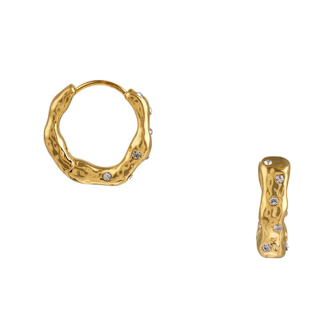 Orelia Jewellery Molten Mid-Sized Hoop Earrings with Swarovski Crystals - Gold