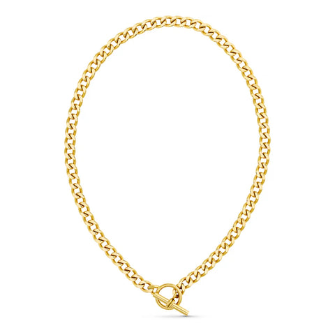 Orelia Jewellery LUXE Flat Curb T-Bar Necklace - Gold