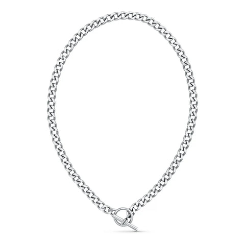 Orelia Jewellery LUXE Flat Curb T-Bar Necklace - Silver