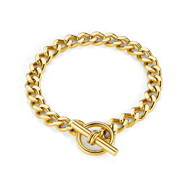 Orelia Jewellery LUXE Flat Curb T-Bar Bracelet - Gold