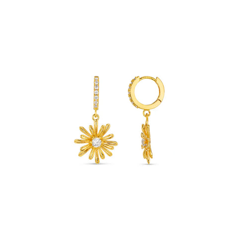 Orelia Jewellery Crystal Daisy Pave Huggie Hoops - Gold