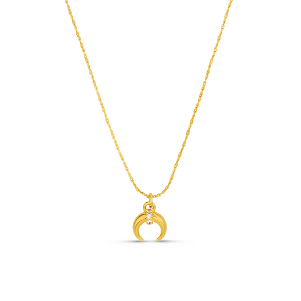 Orelia Jewellery Fine Pave Crescent Charm Necklace - Gold