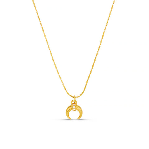 Orelia Jewellery Fine Pave Crescent Charm Necklace - Gold