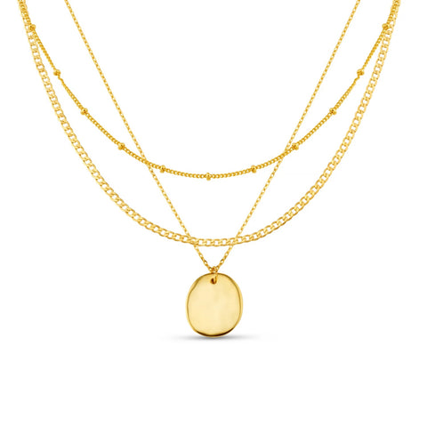 Orelia Jewellery Polished Molten 3-Row Necklace - Gold