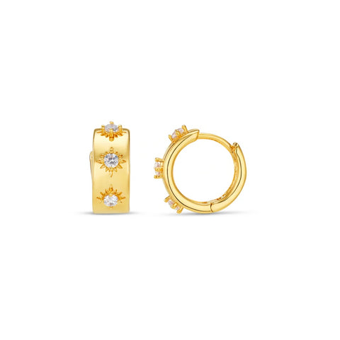 Orelia Jewellery Starburst Embellished Huggie Hoop Earrings - Gold