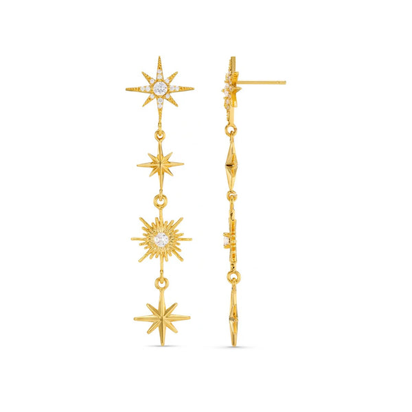 Orelia Jewellery Statement Crystal Starburst Long Earrings - Gold