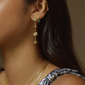 Orelia Jewellery Statement Crystal Starburst Long Earrings - Gold