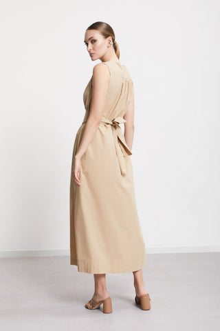 Ottod'Ame Long Poplin Cotton Dress - Camel