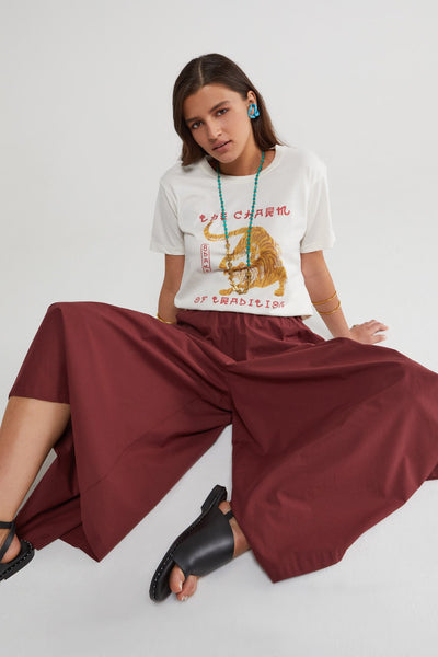 Ottod'Ame Poplin Culottes - Burgundy