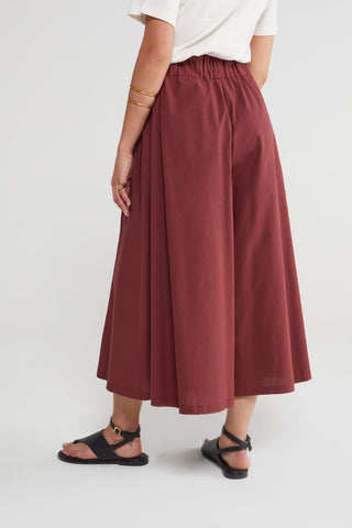 Ottod'Ame Poplin Culottes - Burgundy