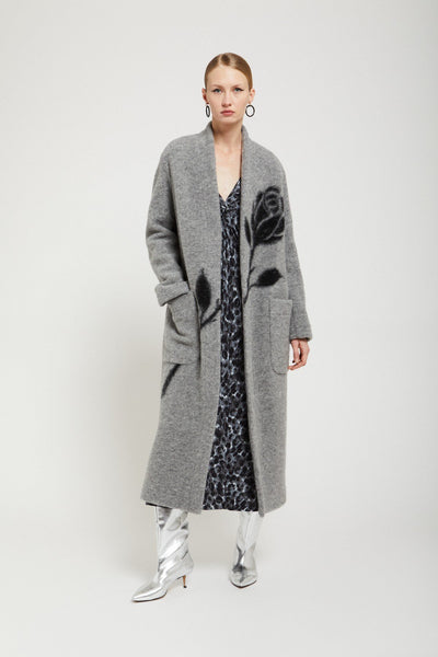 Ottod'ame Wool Blend Long Coat - Grey