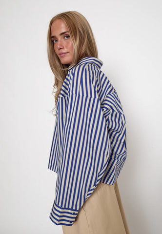 Peppercorn PCSadie Striped Oversized Shirt - Star Sapphire Blue