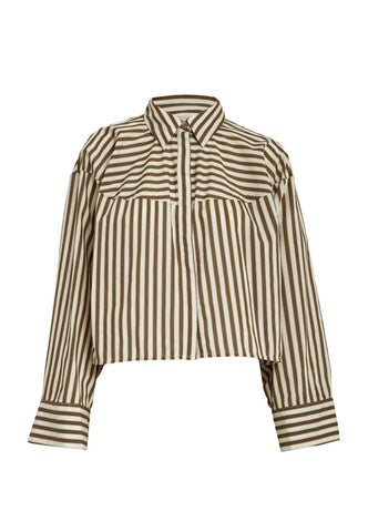 Peppercorn PCSadie Striped Oversized Shirt - Toffee Stripe