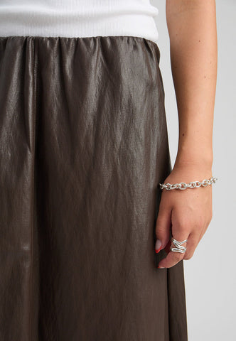 Peppercorn PCSage Pleather Maxi Skirt - Java Brown