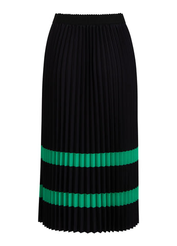 Coster Copenhagen Pleated Skirt - Black with Green Stripe