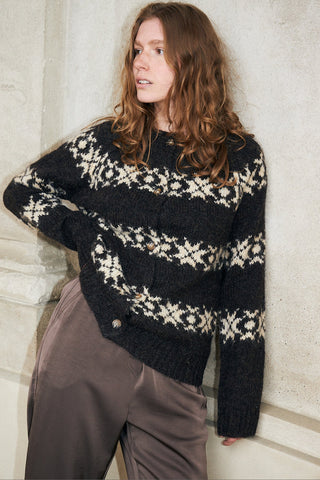 Lollys Laundry PadovaLL Knitted Cardigan - Dark Mokka