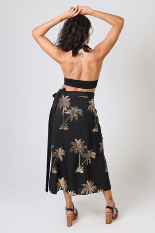 Traffic People Palms Of Gold Wrap Skirt - Black