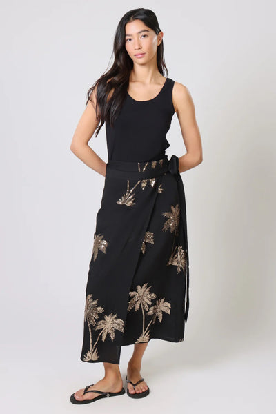 Traffic People Palms Of Gold Wrap Skirt - Black