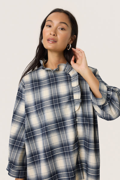 Soaked In Luxury SLPamela 3/4 Sleeve Blouse - Check