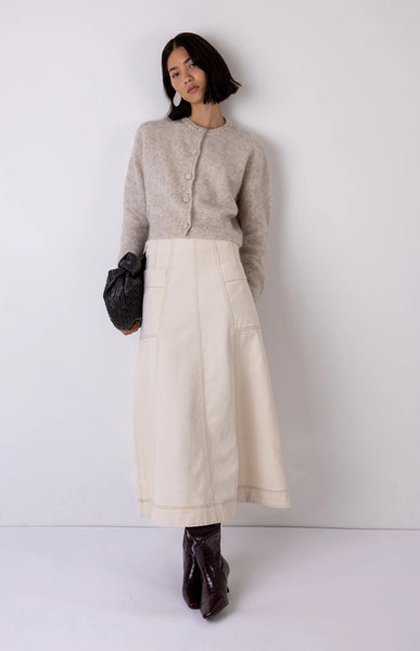 Vi.ve.re Molly Denim Skirt - Ecru