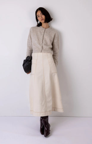 Vi.ve.re Molly Denim Skirt - Ecru
