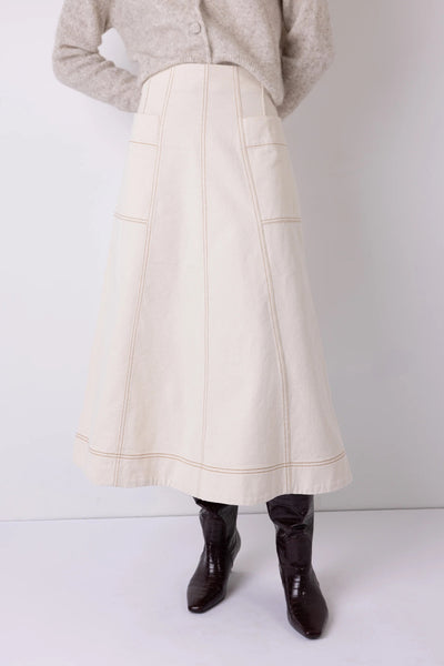 Vi.ve.re Molly Denim Skirt - Ecru
