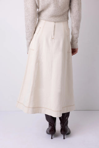 Vi.ve.re Molly Denim Skirt - Ecru
