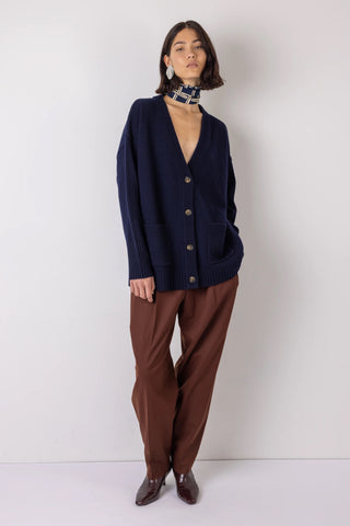 Vi.ve.re Myrtle Long Knitted Cardigan - Navy