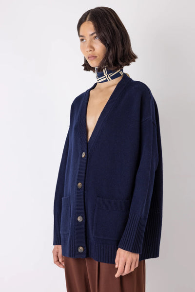 Vi.ve.re Myrtle Long Knitted Cardigan - Navy