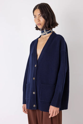 Vi.ve.re Myrtle Long Knitted Cardigan - Navy