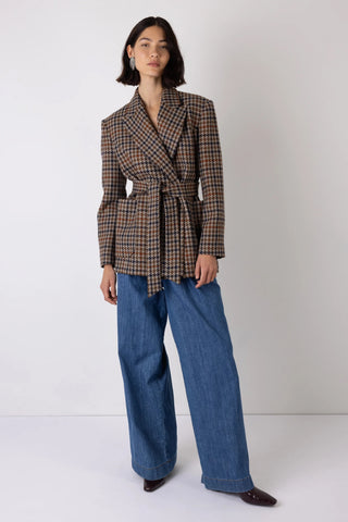 Vi.ve.re Wilma Checked Wooly Blazer - Brown