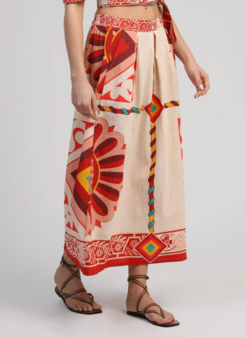 An'ge Paris Ramiro Midi Skirt - Olia Ecru