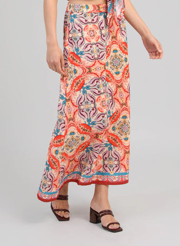 An'ge Paris Rithana Printed Maxi Skirt - Folka Corail