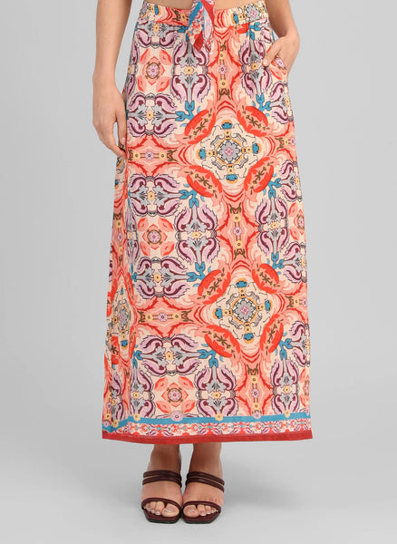 An'ge Paris Rithana Printed Maxi Skirt - Folka Corail