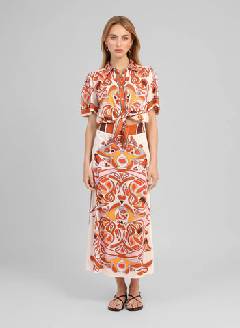 An'ge Paris Robinson Printed Maxi Skirt - Venicia Caramel