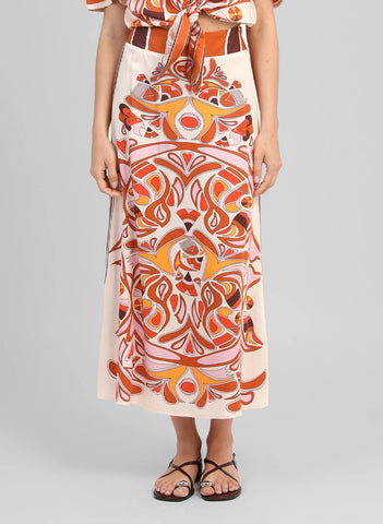 An'ge Paris Robinson Printed Maxi Skirt - Venicia Caramel