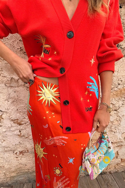 Never Fully Dressed Celestial Cardigan - Red