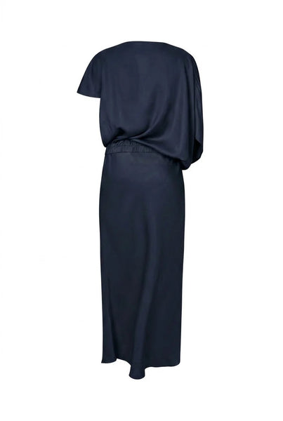 Rabens Saloner Ripple Drape Mila Dress - Dark Blue