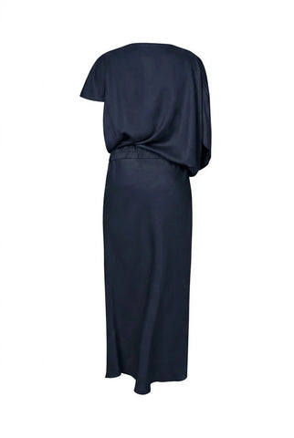 Rabens Saloner Ripple Drape Mila Dress - Dark Blue