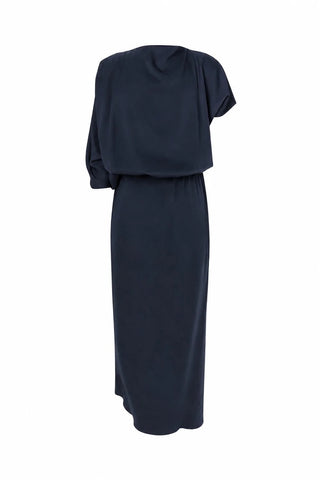 Rabens Saloner Ripple Drape Mila Dress - Dark Blue