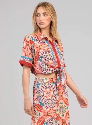 An'ge Paris Saturna Printed Shirt - Folka Corail