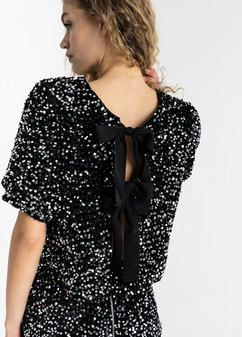 Coster Copenhagen Sequins Jacket with Ribbons Black