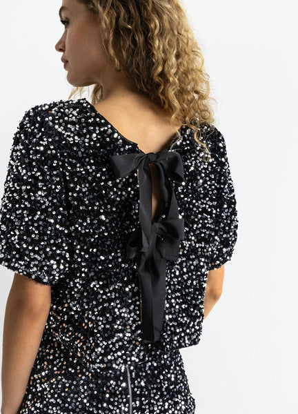 Coster Copenhagen Sequins Jacket with Ribbons Black