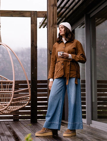 Laidback London Setsu Platform Crochet Ankle Boot Nutmeg Suede  - Wheat