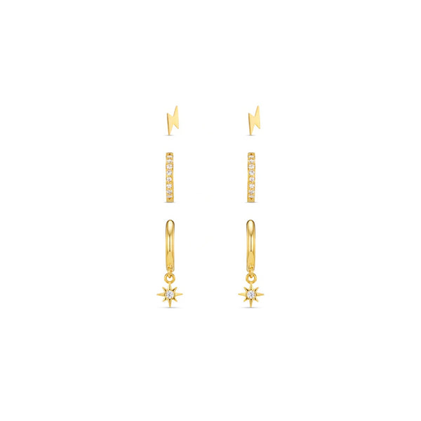 Orelia Jewellery Fine Pavé & Star Stationed Huggie Hoop Earrings - Gold
