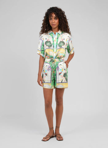 An'ge Printed Short Sleeve Shirt - Naturalia Ciel