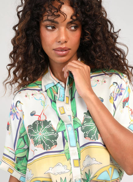 An'ge Printed Short Sleeve Shirt - Naturalia Ciel